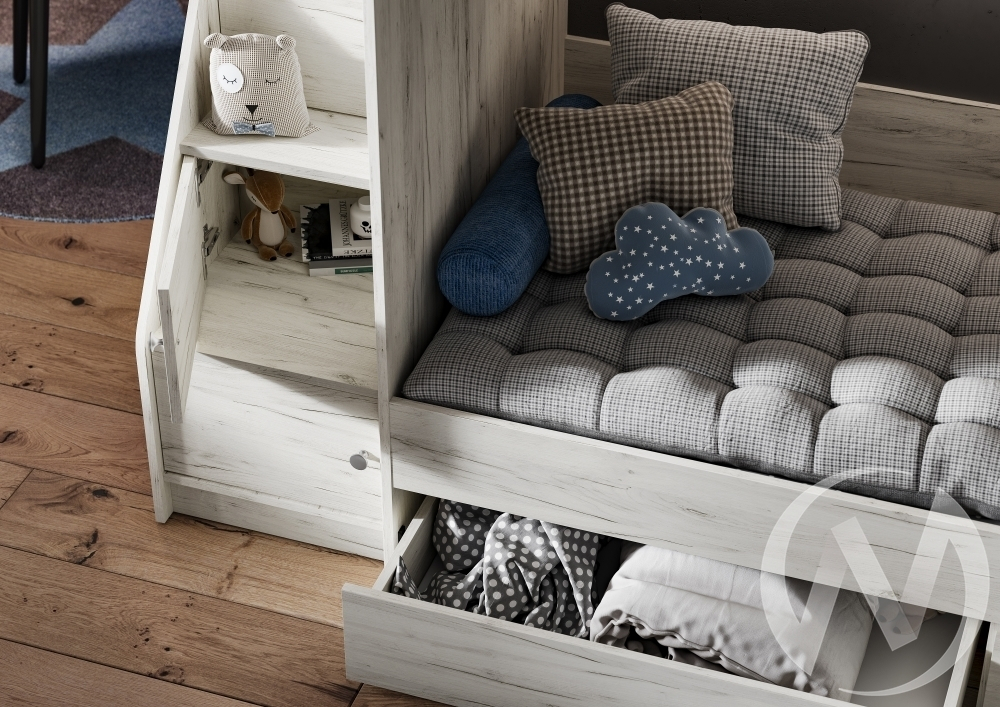 Кровать 2-х ярусная МС Гранд (дуб крафт белый/дуб крафт белый)