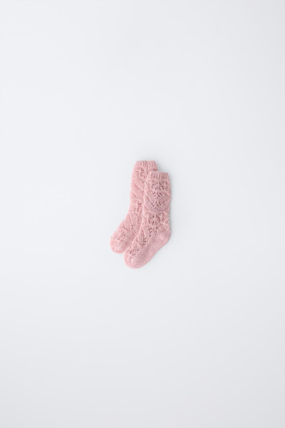 ZARA НОСКИ КРУПНОЙ ВЯЗКИ ИЗ ШЕРСТИ И АЛЬПАКИ, ПУДРОВО-РОЗОВЫЙ