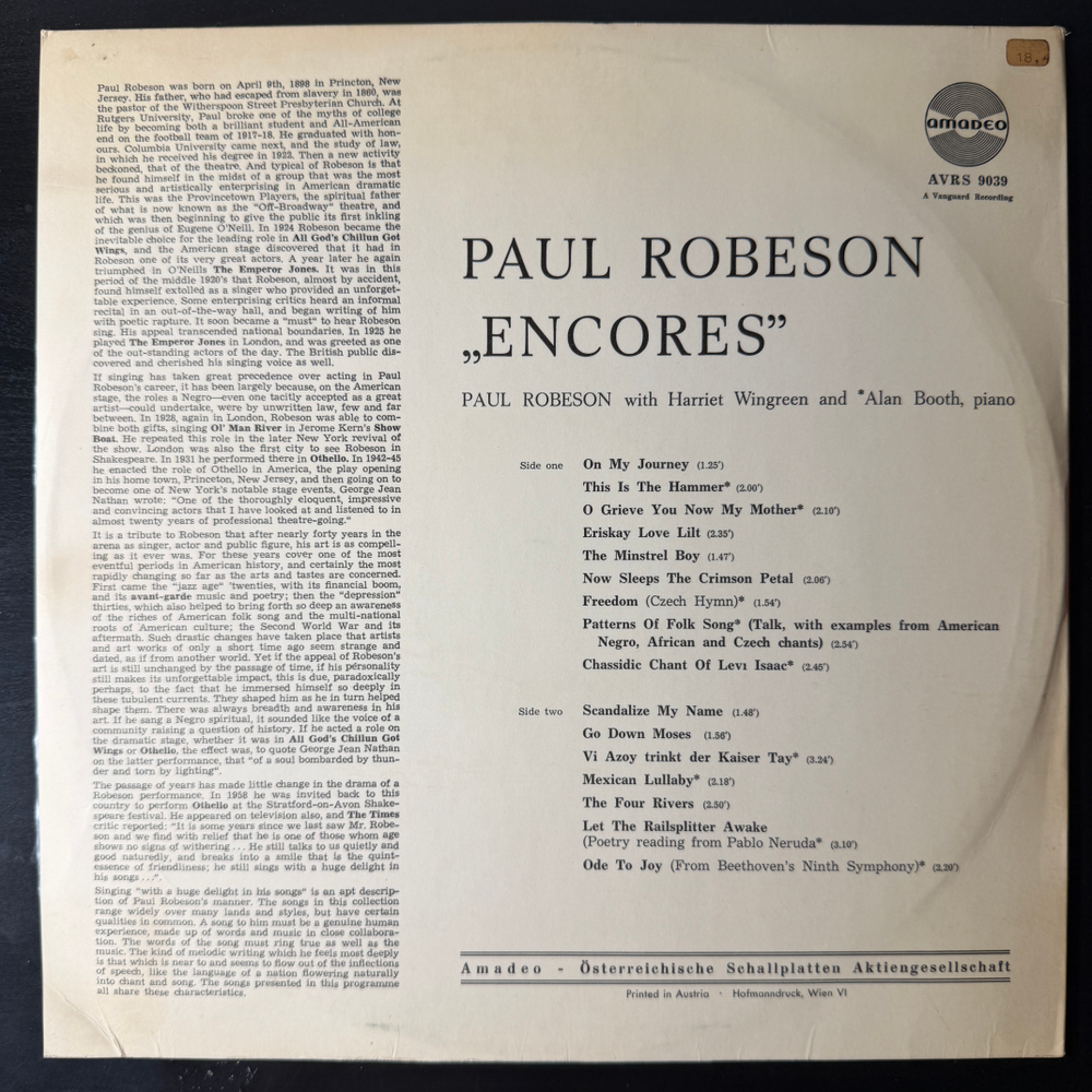 Paul Robeson - Encores (Австрия)Т