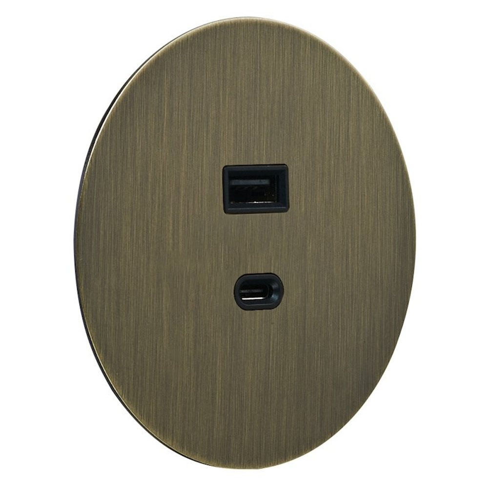 USB розетка (тип A+C), бронза, Salvador, EU030112