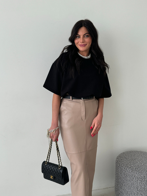 Юбка эко-кожа бежевая