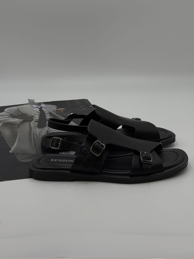 Босоножки женские натуральная кожа арт. PEAG 126-3 цвет "чёрный"