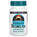 Source Naturals, бромелаин, 2000 GDU/г, 500 мг, 60 таблеток