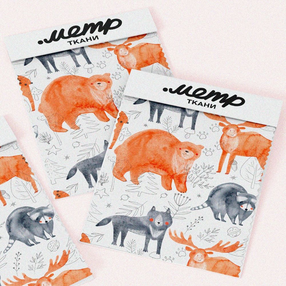 Ткань лен сказочные болшие лесные звери