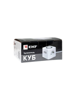 Удлинитель "Куб" 2х1.3м 2USB 2.4А+Type C + Ночник 1кв.мм EKF UBA-CUB-2-TC