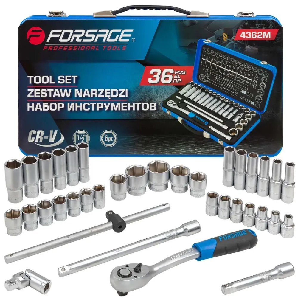Набор инструментов 36пр. 1/2''6pt Forsage F-4362M