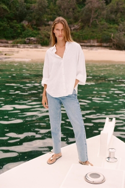 ZARA ДЖИНСЫ Z1975 STRAIGHT LEG HIGH WAIST, ВЫЦВЕТШИЙ СИНИЙ