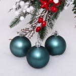 Новогодние шары 6 см (набор 3 шт) «Матовый», темный нефрит