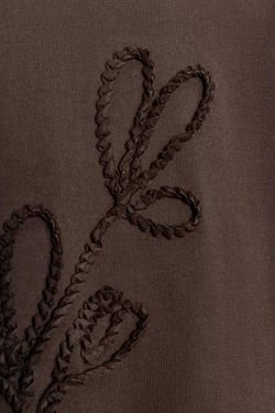 ZARA ФУТБОЛКА С РЕЛЬЕФНЫМИ БАНТАМИ, КОРИЧНЕВЫЙ