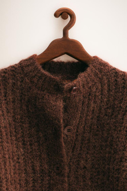 ZARA TIMELESS — КАРДИГАН КРУПНОЙ ВЯЗКИ ИЗ ШЕРСТИ, ШОКОЛАДНЫЙ