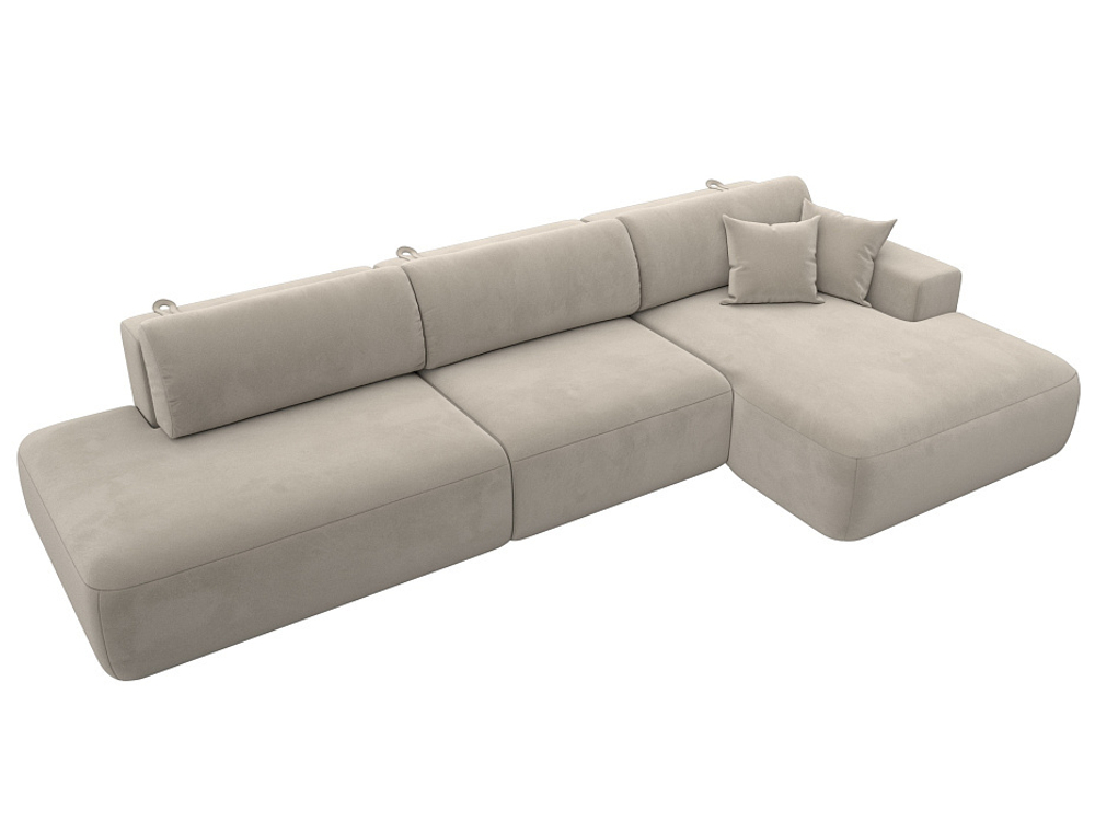 Диван угловой Лига-036 НПБ Модерн Лонг правый угол МИКРОВЕЛЬВЕТ Бежевый