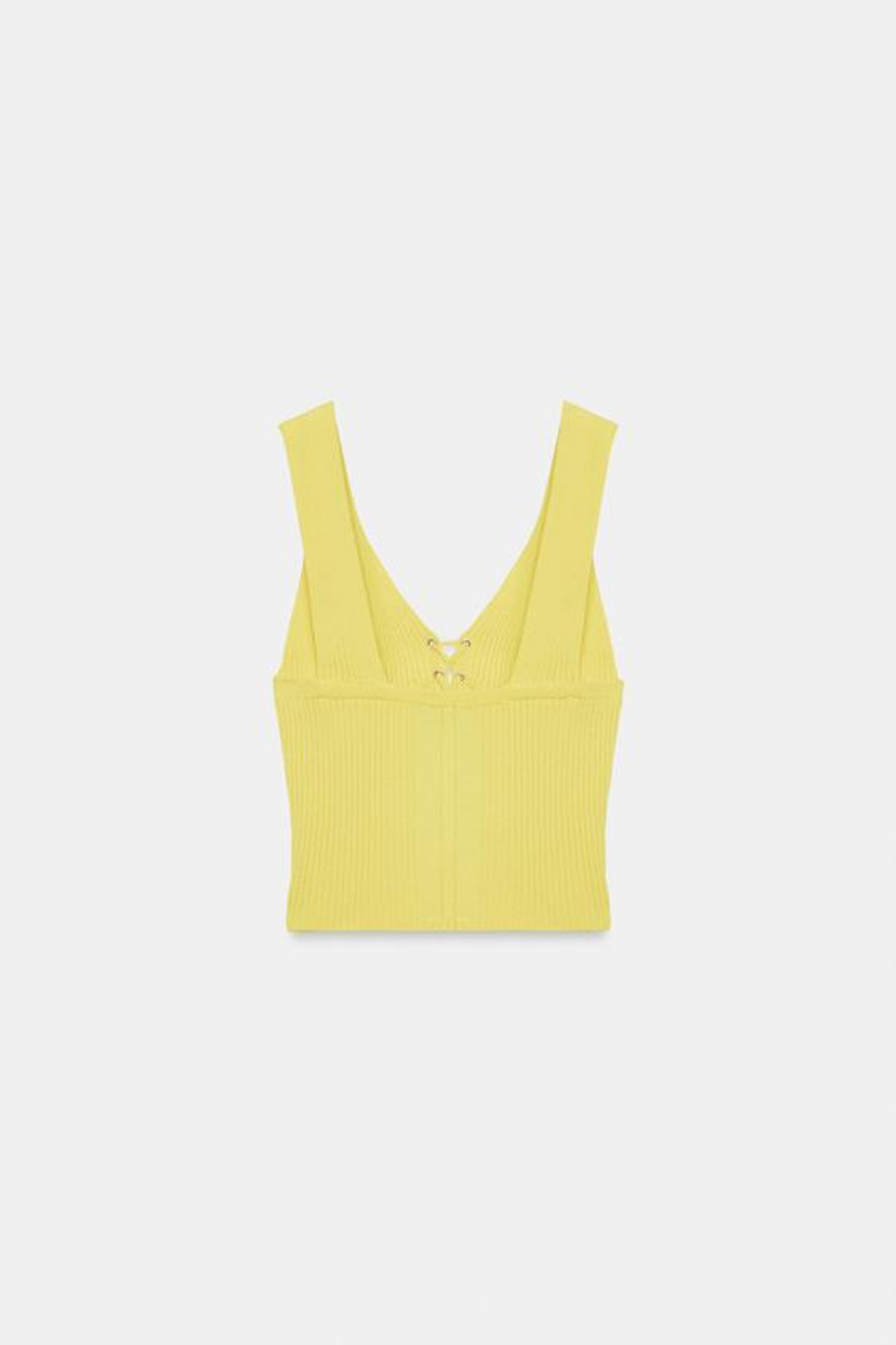 ZARA ТРИКОТАЖНЫЙ ТОП-КОРСЕТ В РУБЧИК, ЖЕЛТЫЙ