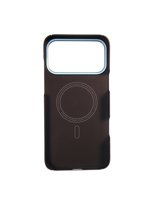 Карбоновый чехол для IPhone 17 Pro MAX with MagSafe черный полоска (Black)