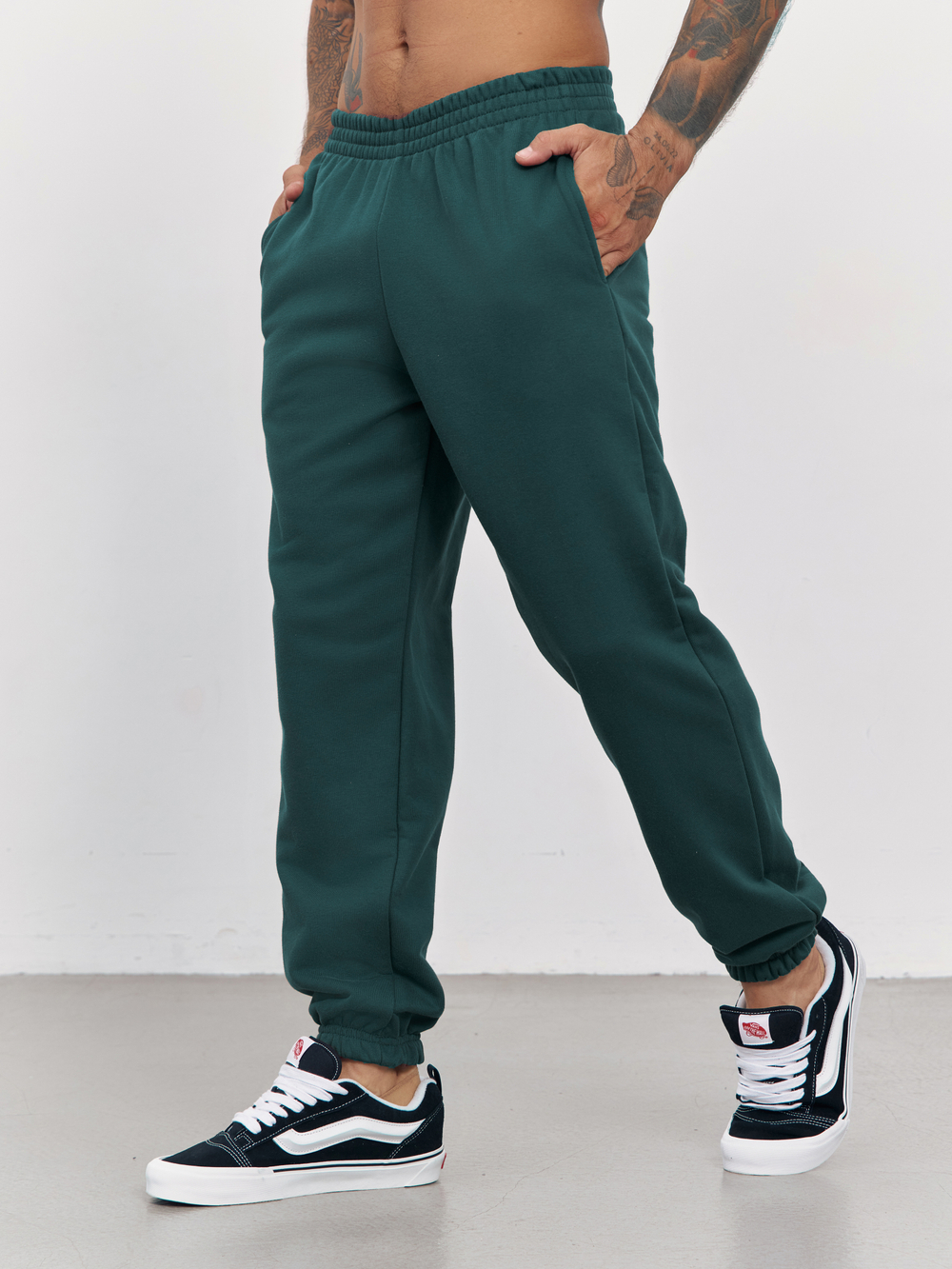 Брюки мусжкие с начесом "jogger fleece" (изумрудный)