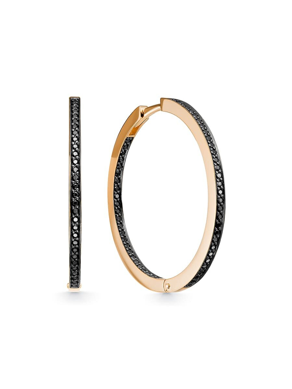 Серьги из красного золота "Бриллиантовые конго" с черными бриллиантами