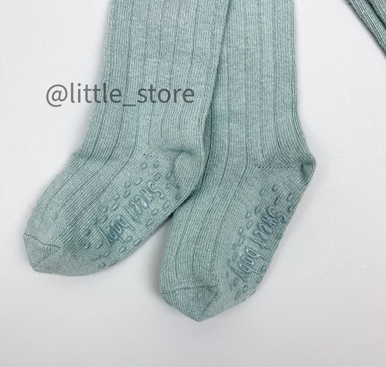 Колготки хлопковые "Полоска" со стоперами, Мятные