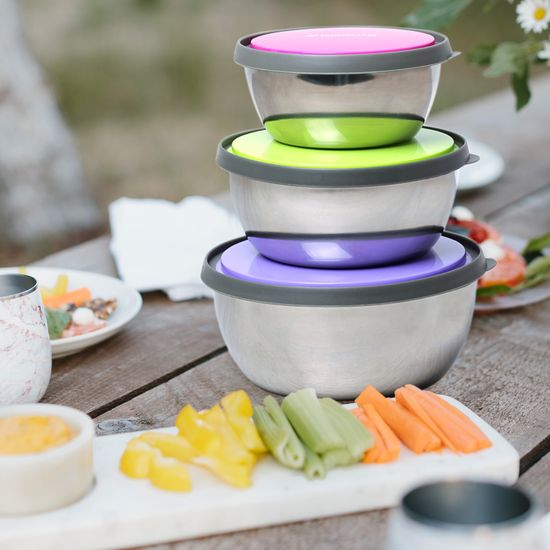 Набор емкостей 3 шт. из нержавеющей стали с пластиковыми крышками Kamille KM-2111