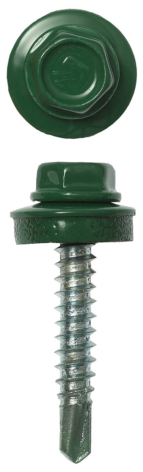 Саморезы СКД кровельные, RAL 6002 зеленый лист, 29 х 4.8 мм, 400 шт, для деревянной обрешетки, ЗУБР Профессионал