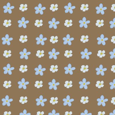 Незабудки и цветы яблони на коричневом фоне