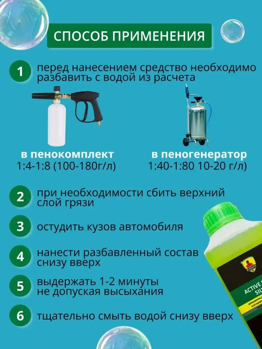 Автошампунь для бесконтактной мойки 1 литр концентрат