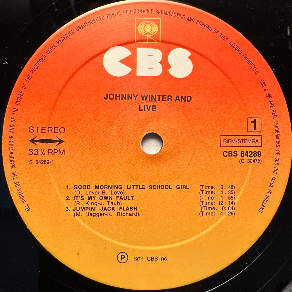 Johnny Winter And - Live Johnny Winter And (Голландия)