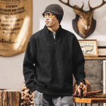 Американский ретро свитшот с полугольфом на молнии, весенне-осенний, новый, с воротником-стойкой, свободный, модный, повседневный мужской куртка