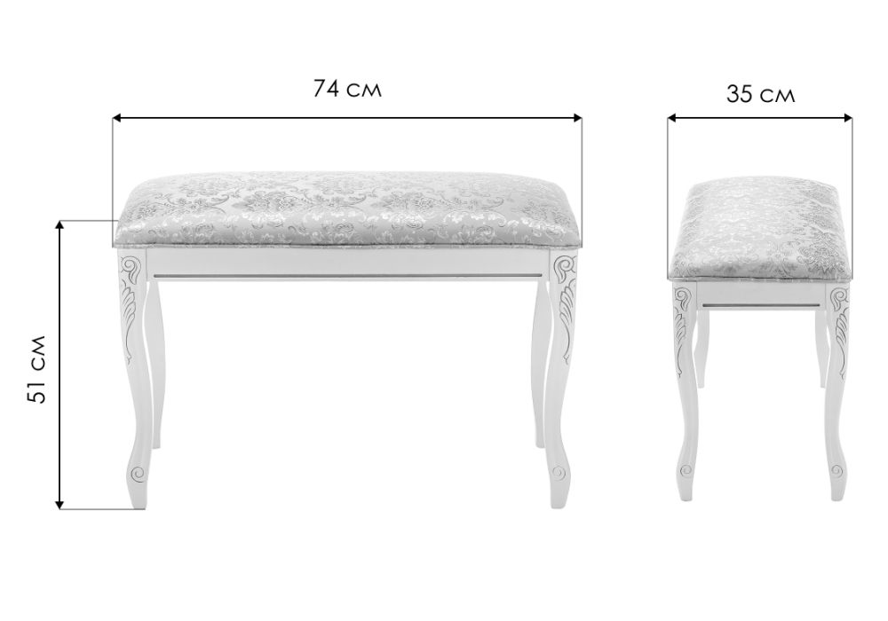 Банкетка Woodville Валентино патина золото, бежевый, ножки белые
