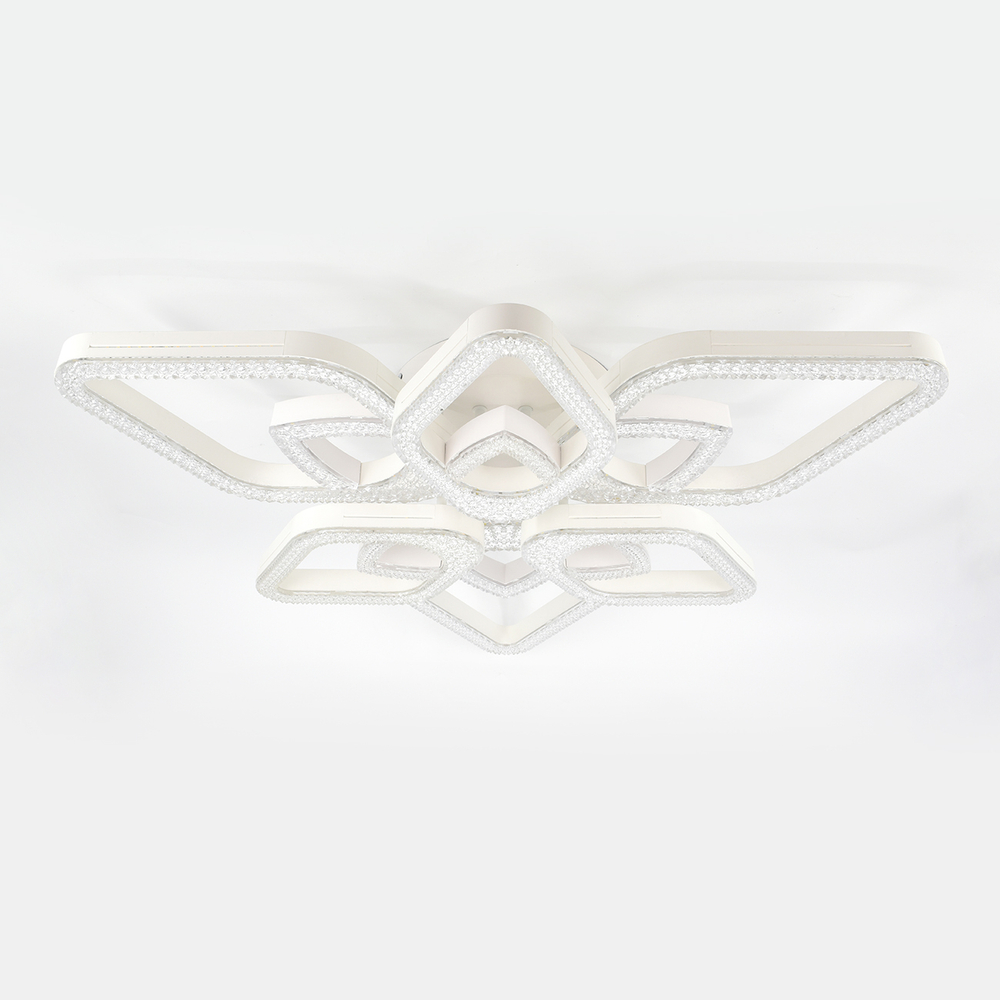 Потолочный светодиодный светильник 113Вт, 7708лм, 3000-6000K, Ra>80, плавная регулировка мощности, изменение цветовой температуры, пульт, металл/акрил, белый