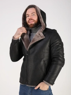 Дубленка зимняя куртка натуральная с капюшоном косуха