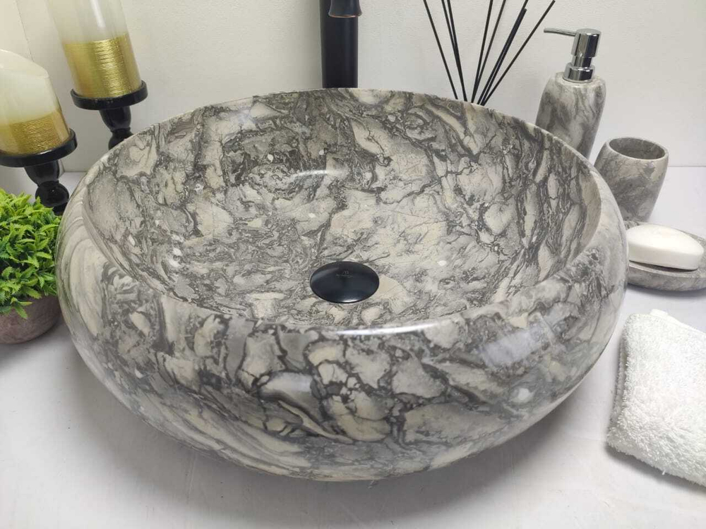 Раковина из мрамора Donut Doreng Grey DM-60276 45*45*15