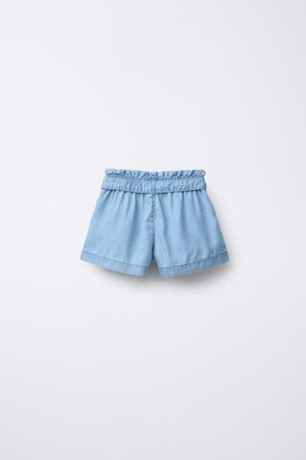 ZARA ДЖИНСОВЫЕ ШОРТЫ СВОБОДНОГО КРОЯ, СИНИЙ