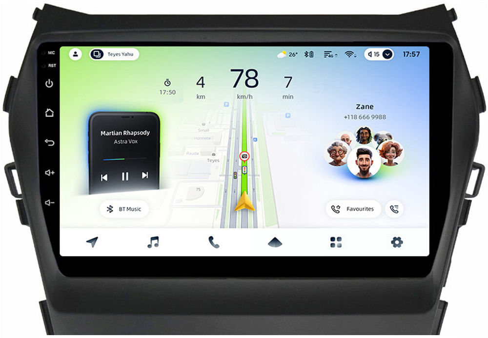 Магнитола для Hyundai Santa Fe 3 2012-2018 (отдельный экран климата, штатная КЗВ) - Teyes CC4L монитор 9" IPS на Android 14, Snapdragon 662, CarPlay, 4G SIM-слот