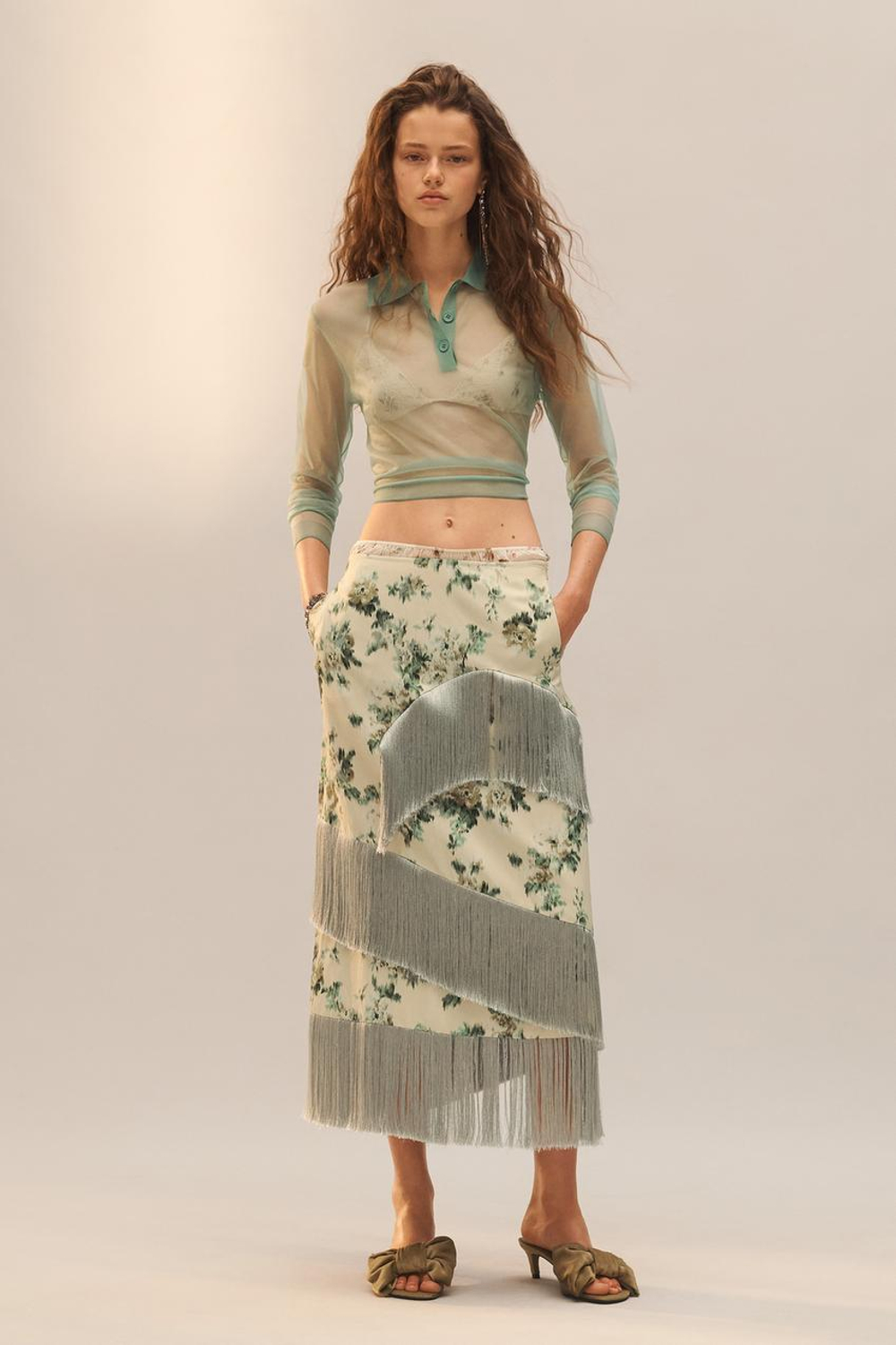 ZARA ФУТБОЛКА-ПОЛО ИЗ ТОНКОГО ТРИКОТАЖА - LIMITED EDITION, ЦВЕТ МОРСКОЙ ВОЛНЫ