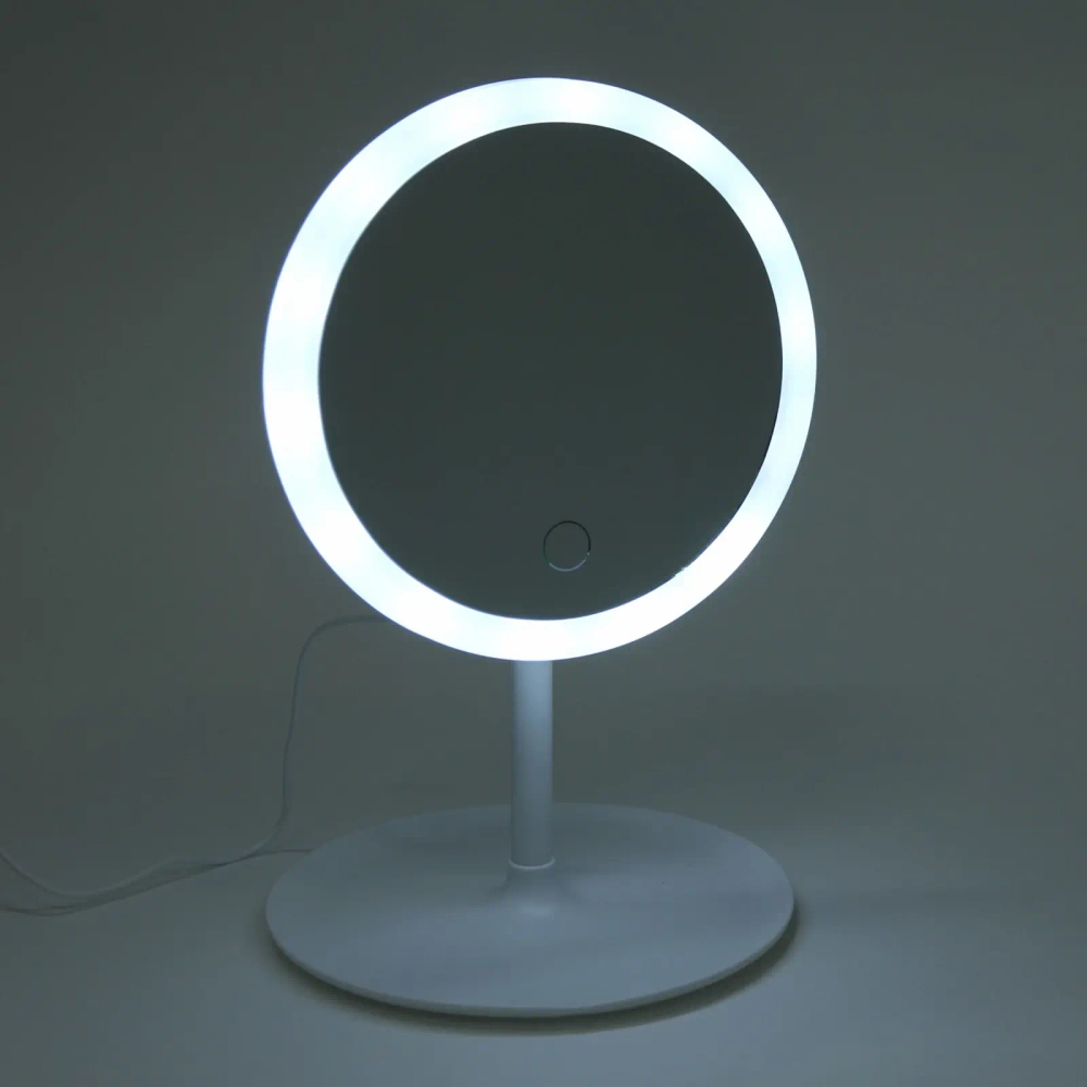 Зеркало настольное с подсветкой на подставке «SVETi», цвет белый, USB, 28*18см