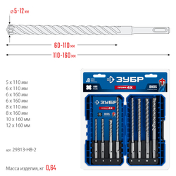 ЗУБР ПРОФИ-4Х 8шт набор №2, буры SDS-plus (29313-H8-2)