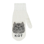 Варежки "Кот" белый/серый р. 14, 1 шт.