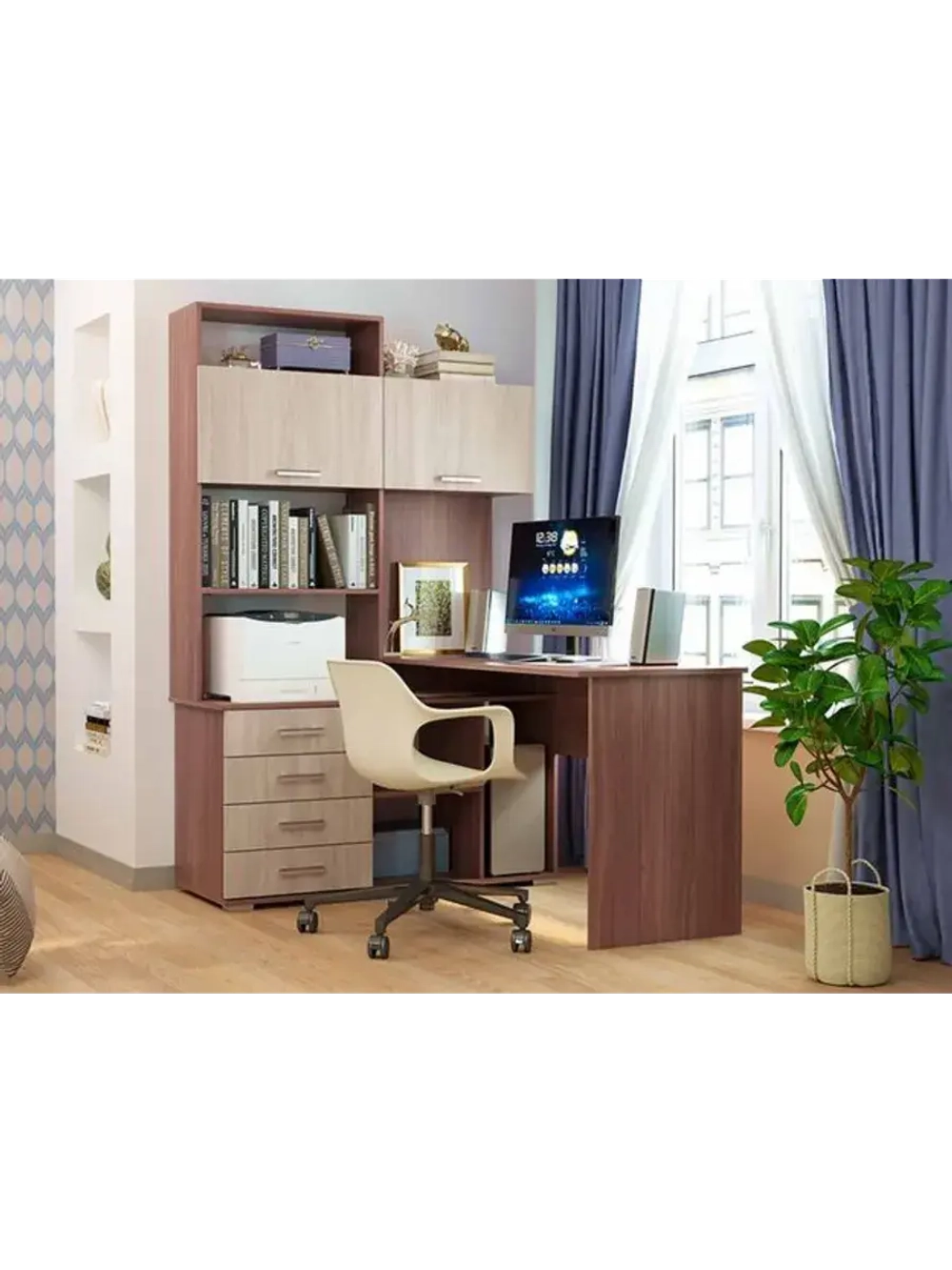 Стол компьютерный угловой с ящиками 138,4х57х187 см