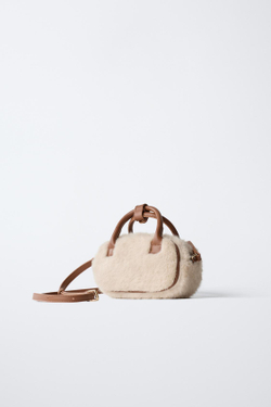 ZARA СУМКА МЕХОВАЯ, ЭКРЮ