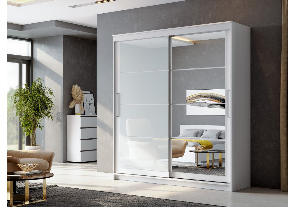 Шкаф-купе Лайн 2 белый текстурный