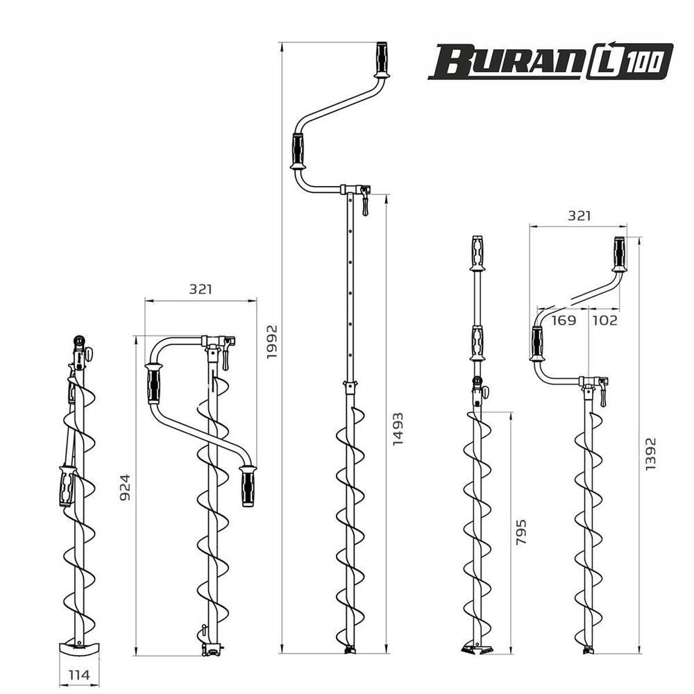 Ледобур Тонар BURAN 100L, левое вращение (диаметр 100мм)