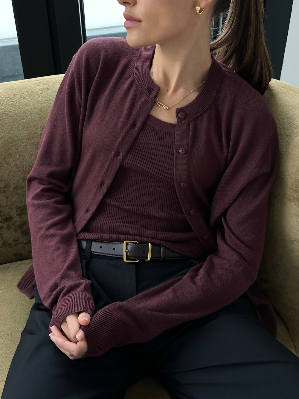 Майка из вискозы с шерстью бордовая