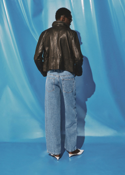 Прямые джинсы из жатой ткани