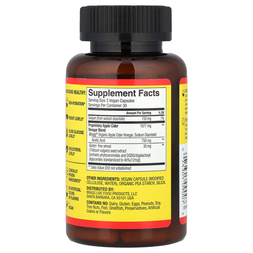 Bragg, Renew, яблочный уксус с фитокерамидами, 90 капсул