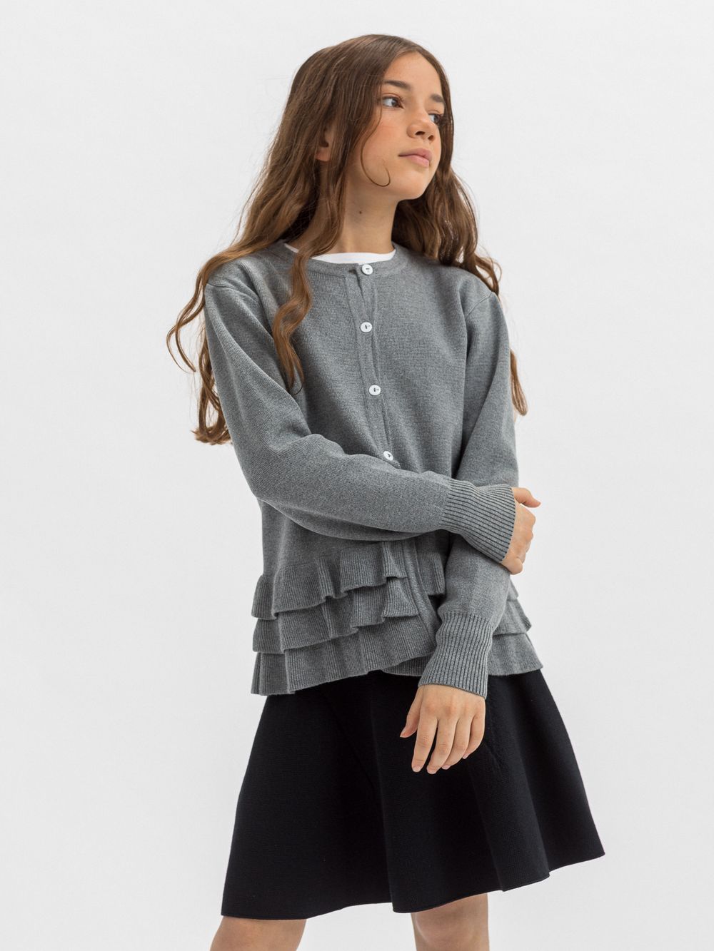 Кардиган серый для девочки арт. АТ509 (серый / 146)