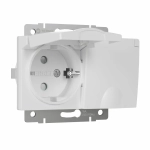 Розетка двойная влагозащищенная с заземлением с крышками и шторками (белый) W1172201