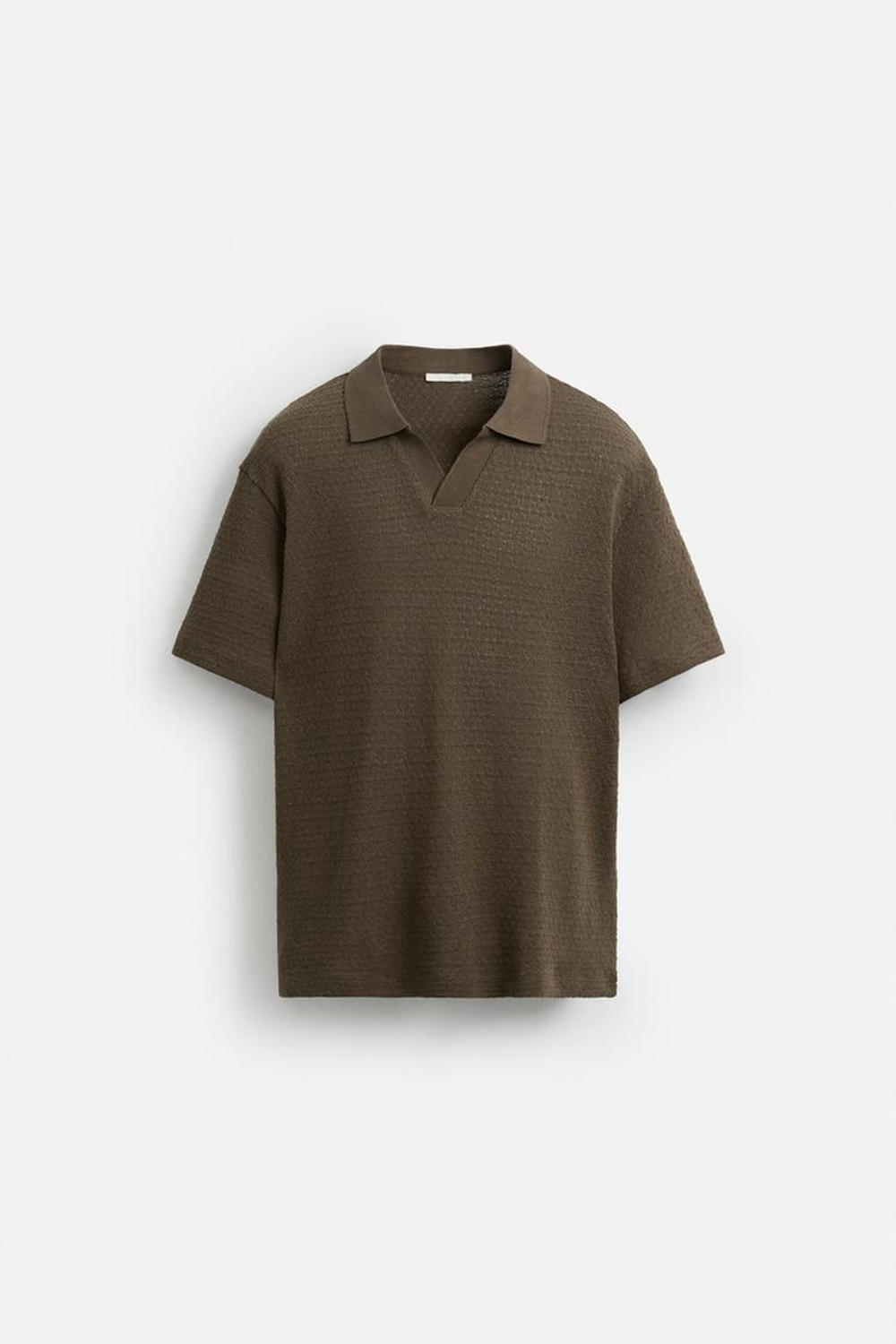 ZARA ПОЛО С ГЕОМЕТРИЧЕСКИМ УЗОРОМ, КОРИЧНЕВЫЙ