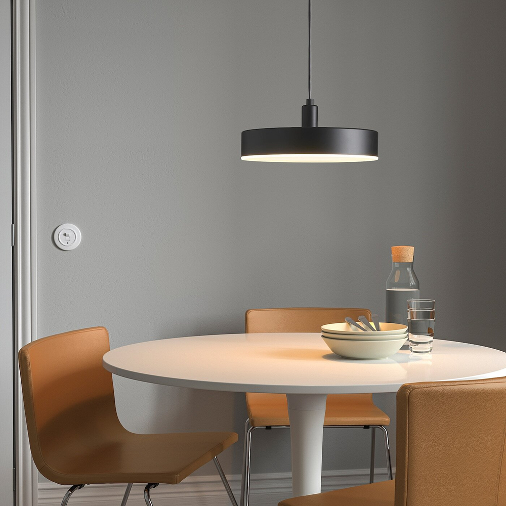 IKEA NYMÅNE  (ИКЕА НЙМÅНЕ)  -  Светодиодный подвесной светильник, беспроводная регулировка яркости белый спектр/антрацит, 38 см