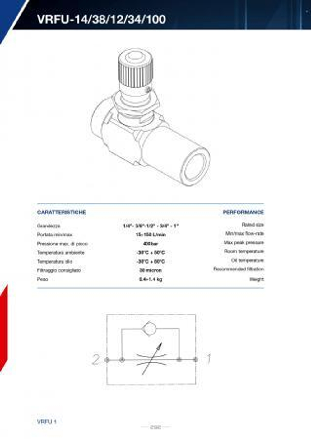 Дроссель с обратным клапаном VRFU 3/4" 004.268.OOO.H