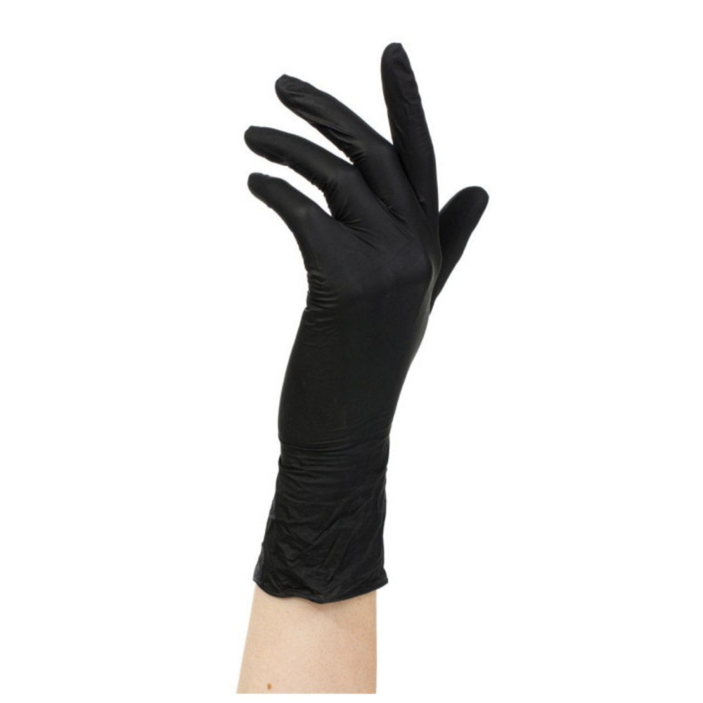 Wally Plastic Перчатки нитриловые S черные (50 пар), Китай