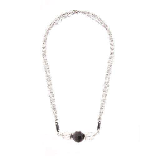 "Выбор" колье в серебряном покрытии из коллекции "Composition" от Jenavi с замком карабин